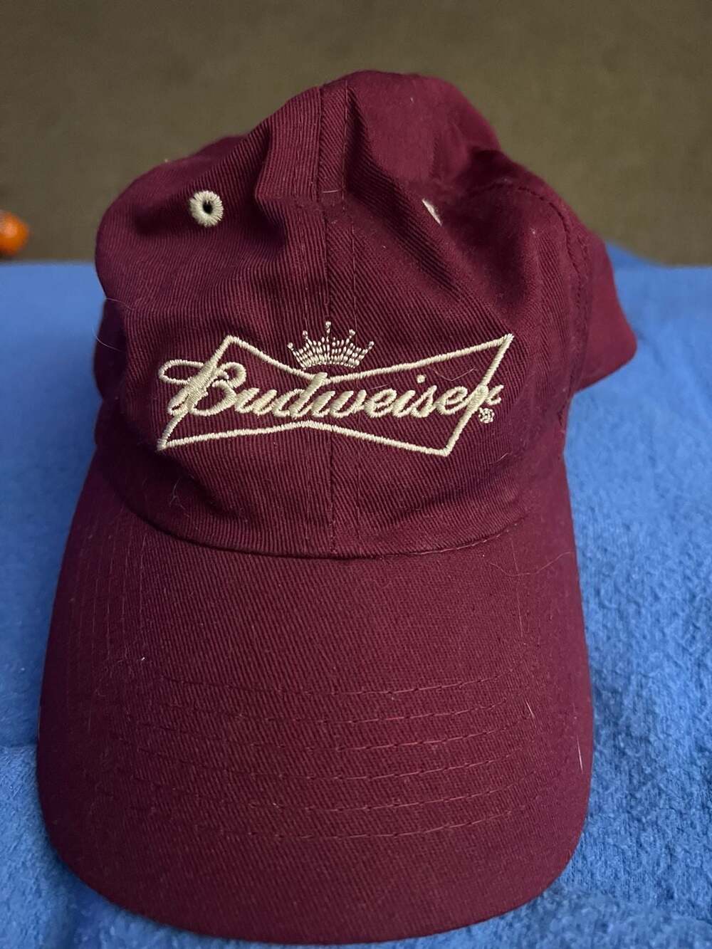 Budweiser Embroidered Hat Burgundy Baseball Cap